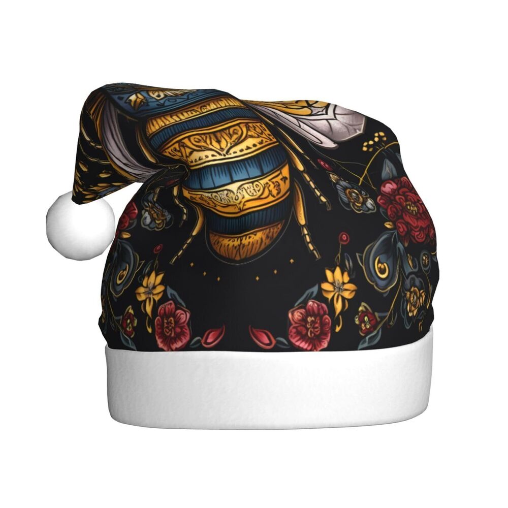 5639 Bee with Queen hristmas Hat Adults, Santa Hats, Holiday Hat